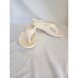 Oka-B Cream White Thong Sandals Flip Flops Mens 9 Womens 11 Made in USA Comfort